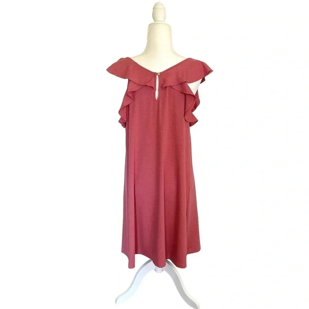NWT LOFT Pink Ruffle Sleeve Swing Dress - Picture 4 of 5